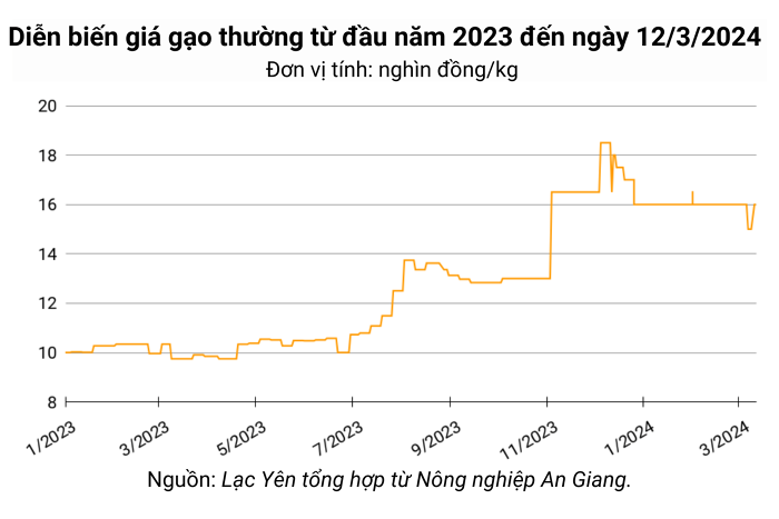 Giá lúa gạo hôm nay 12/3: Tiếp đà tăng từ 200 đồng/kg đến 500 đồng/kg