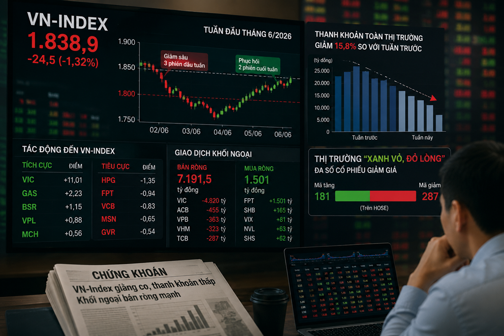 Thị trường chứng khoán tháng 6: Dòng tiền dè dặt, VN-Index đi tìm đáy?