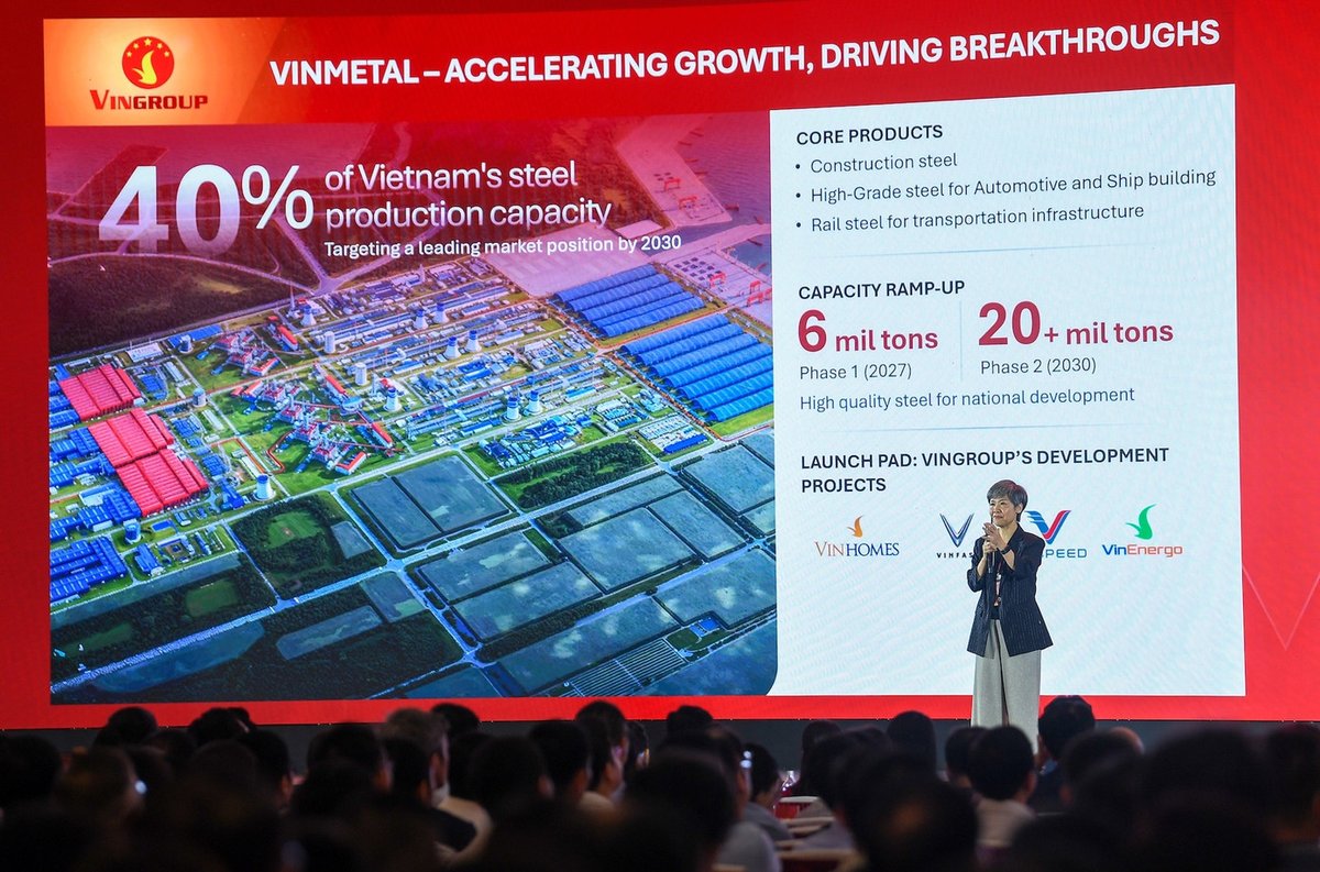 Bà Thái Thị Thanh Hải, Phó Chủ tịch Tập đoàn Vingroup kiêm Phó Chủ tịch VinFast toàn cầu, chia sẻ về định hướng hợp tác dài hạn với các đối tác chiến lược tại hội nghị. a1.jpg