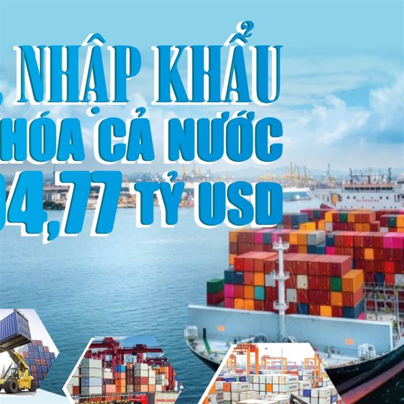 Infographics: Tổng kim ngạch xuất, nhập khẩu hàng hóa cả nước đạt 94,77 tỷ USD