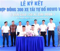 VVS: Ký kết hợp đồng cung cấp 300 xe tải tự đổ HOWO V7X - Bàn giao 150 xe giai đoạn 1 cùng Công ty Cổ phần dịch vụ vận tải và xe du lịch Bắc Ninh FC