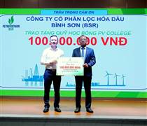 BSR trao tặng 100 triệu đồng học bổng cho sinh viên Trường Cao đẳng Dầu khí