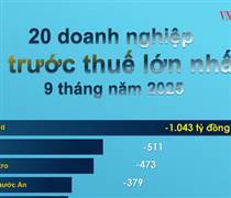  20 doanh nghiệp lỗ trước thuế lớn nhất 9 tháng năm 2025, bất động sản áp đảo