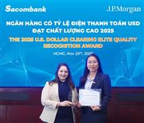 Sacombank vào nhóm ngân hàng xử lý thanh toán USD hàng đầu khu vực