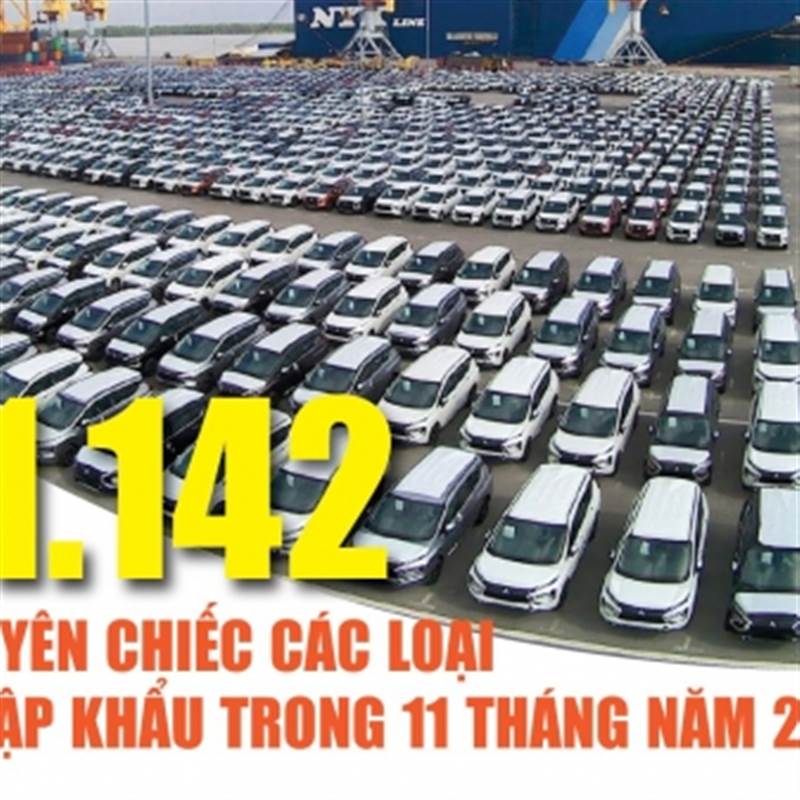 Infographics: 11 tháng năm 2025, nhập khẩu ô tô nguyên chiếc và linh kiện đạt 9,55 tỷ USD
