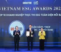 SHB: Được vinh danh TOP 10 Doanh nghiệp thực thi ESG toàn diện nổi bật