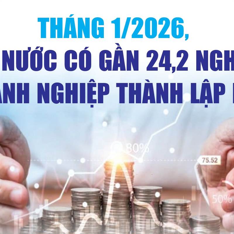 Tháng 1/2026: Số doanh nghiệp thành lập mới và quay trở lại hoạt động tăng 45,6%