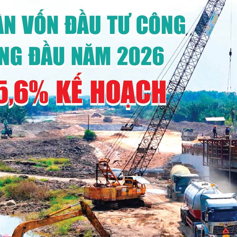 Infographics: Giải ngân vốn đầu tư công 2 tháng đầu năm 2026 đạt 55.739,8 tỷ đồng