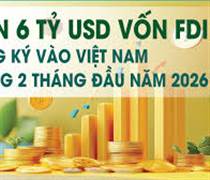 Infographics: 2 tháng đầu năm 2026, vốn đầu tư nước ngoài đăng ký vào Việt Nam đạt 6,03 tỷ USD