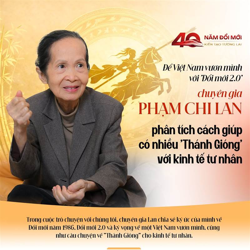 Để Việt Nam vươn mình với ‘Đổi mới 2.0’, chuyên gia Phạm Chi Lan phân tích cách giúp có nhiều ‘Thánh Gióng’ với kinh tế tư nhân